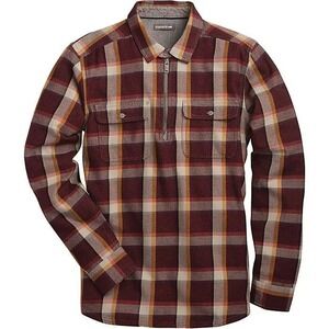 Toad&Co Mens Organic Cotton Plaid Flannel Quarter Zip Pullover Shirt Large